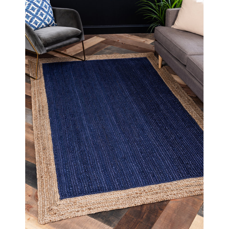 Everhart Handmade Braided Jute/Sisal Navy Blue/Beige Area Rug & Reviews